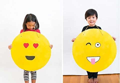 17. Easy DIY Cardboard EMOJI Costume for Halloween