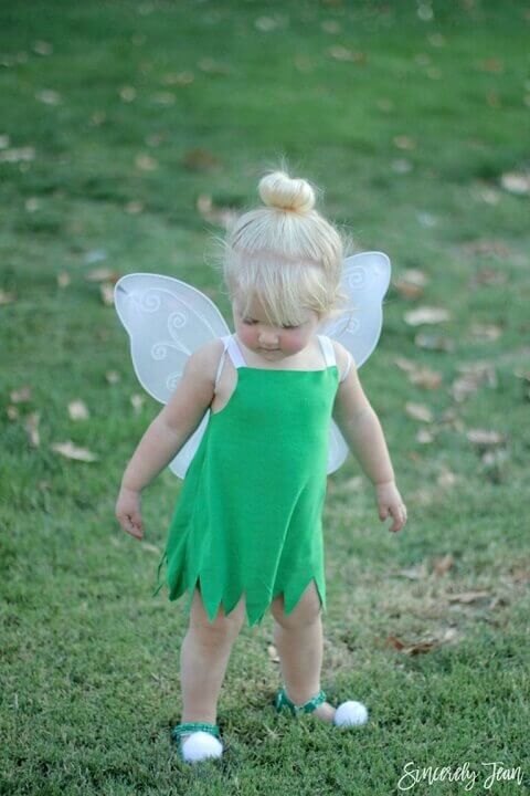 31. Homemade Tinker Bell Halloween Costume for Girls